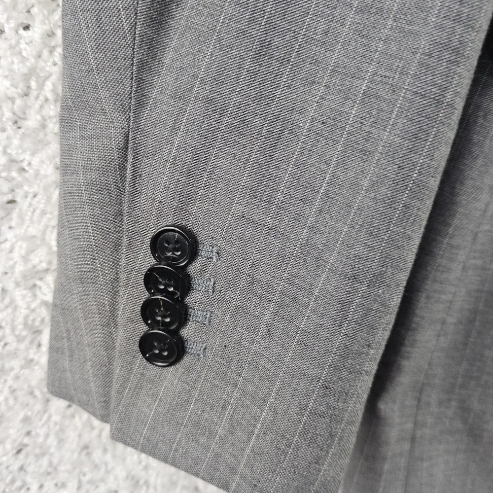 Banana Republic Slim Fit Italian Yarn Cotton Gray‎ Pin Stripe Blazer Men's 42R